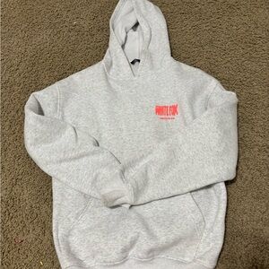 White Fox Boutique Light Gray Hoodie with Pink Logo